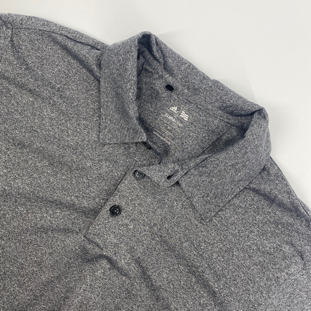 Adidas Golf Polo Shirt Mens Medium Grey Climalite Heathered Sporty Athleisure